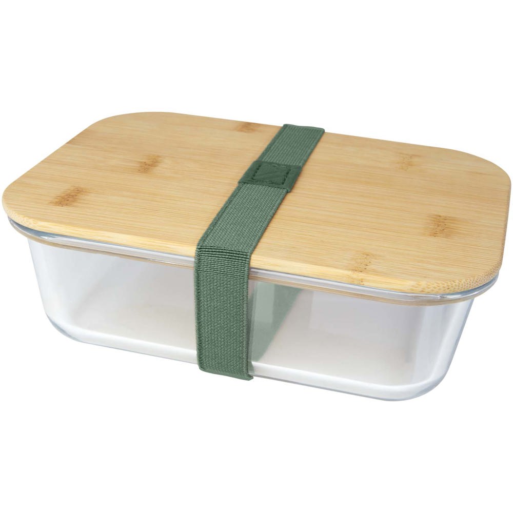 Roby Glas-Brotdose mit Bambusdeckel - heather grün