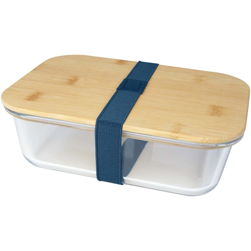 Roby Glas-Brotdose mit Bambusdeckel - Hale Blue